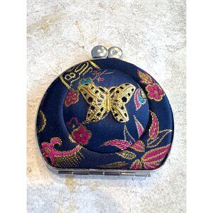 Vintage Butterfly Korean Mirror Fabric Compact
